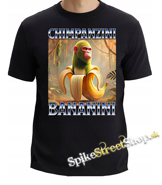 CHIMPANZINI BANANINI - Italian Brainrot Meme - čierne detské tričko