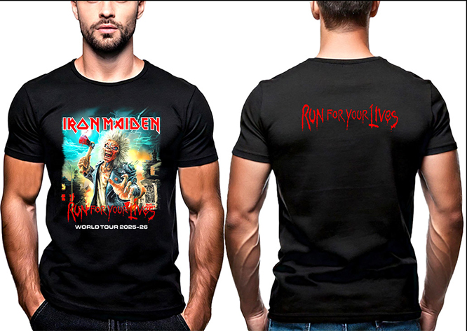 IRON MAIDEN - Run For Your Lives Tour 2025 - čierne pánske tričko