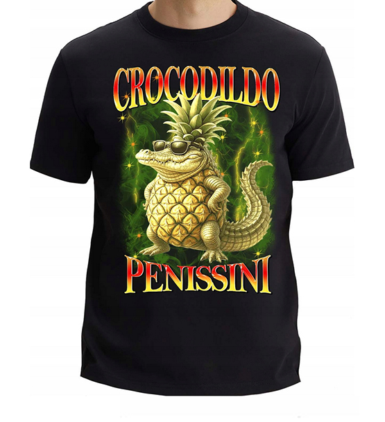 CROCODILDO PENISSINI - Italian Brainrot Meme - čierne pánske tričko
