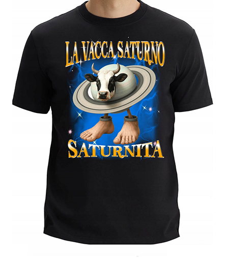 LA VACCA SATURNO SATURNITA - čierne detské tričko
