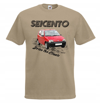 FIAT SEICENTO - Signature Portrait - pieskové pánske tričko