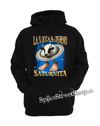 LA VACCA SATURNO SATURNITA - Italian Brainrot Meme - čierna pánska mikina KLOKANKA