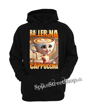 BALLERINA CAPPUCCINA - Italian Brainrot Meme - čierna pánska mikina KLOKANKA