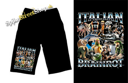 Kraťasy ITALIAN BRAINROT MEME - Family Poster - Voľné sieťované čierne letné šortky