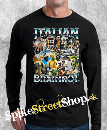 ITALIAN BRAINROT MEME - Family Poster - čierne detské tričko s dlhými rukávmi