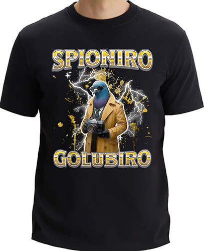 SPIONIRO GOLUBIRO - Italian Brainrot Meme - čierne pánske tričko