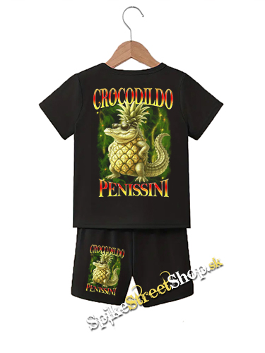 Detské kraťasy + detské tričko CROCODILDO PENISSINI - Italian Brainrot Meme - Ľahké sieťované šortky a bavlnené tričko