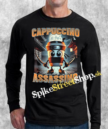 CAPPUCCINO ASSASSINO - čierne detské tričko s dlhými rukávmi