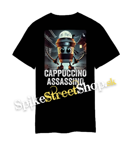 CAPPUCCINO ASSASSINO - Italian Brainrot Meme - Poster Motive 2 - čierne detské tričko