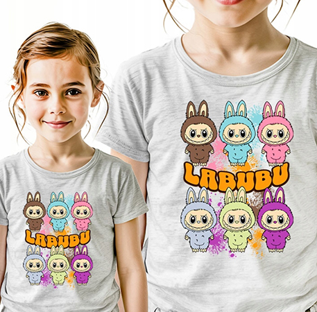 LABUBU - The Monsters Pop Mart - svetlosivé detské tričko