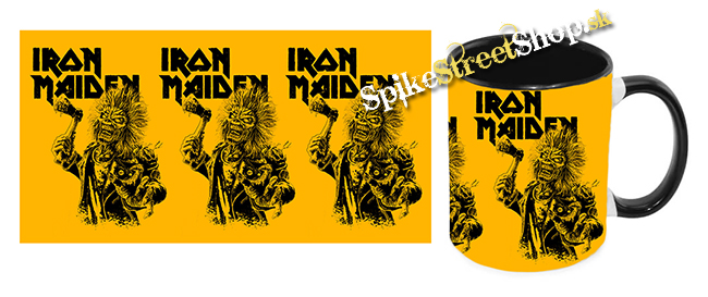 Hrnček IRON MAIDEN - Est. Eddie Axe Yellow Graphic - čierny