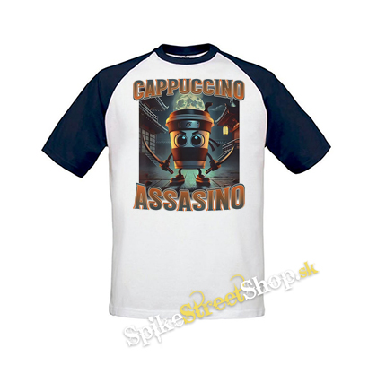 CAPPUCCINO ASSASSINO - Motive 3 - Italian Brainrot Meme - bielomodré detské tričko