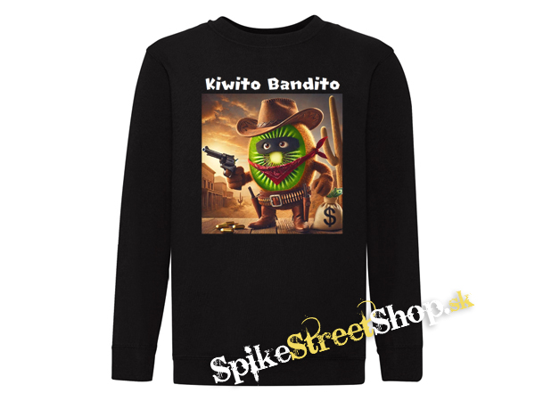 KIWITO BANDITO - čierna detská mikina bez kapuce