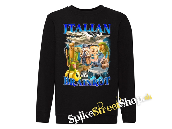 ITALIAN BRAINROT MEME - Family Poster Motive 2 - čierna detská mikina bez kapuce