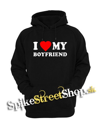 I LOVE MY BOYFRIEND - čierna pánska mikina