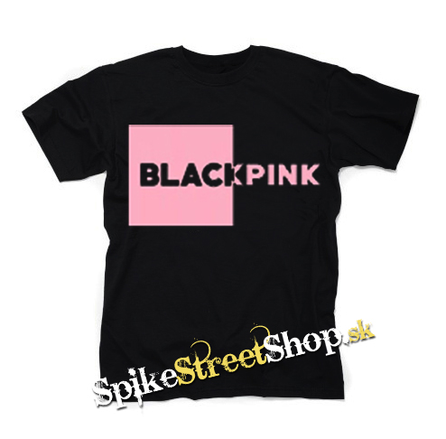 BLACKPINK - Pink Square Crest - čierne detské tričko