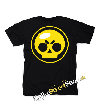 BRAWL STARS - Yellow Skull - čierne detské tričko