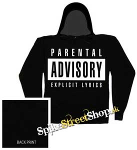 PARENTAL ADVISORY - čierna pánska mikina s kapucňou
