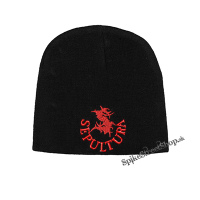 Čierna zimná čiapka SEPULTURA - Red Logo Symbol