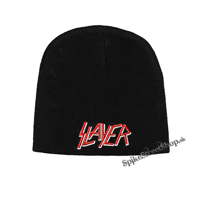 Čierna zimná čiapka SLAYER - Logo Red White