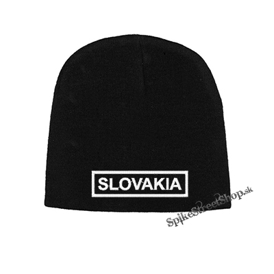 Čierna zimná čiapka SLOVAKIA - White Slogan