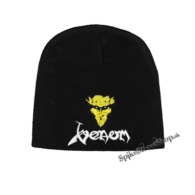 Čierna zimná čiapka VENOM - Logo White Yellow Skull