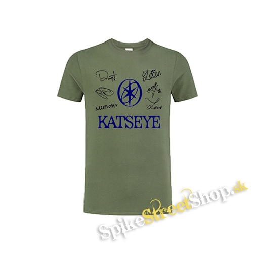 KATSEYE - Blue Logo Black Signature - olivové detské tričko