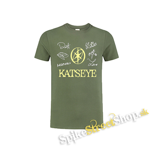 KATSEYE - Yellow Logo White Signature - olivové detské tričko