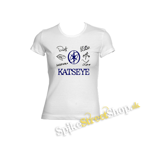 KATSEYE - Blue Logo And Black Signature - biele dámske tričko