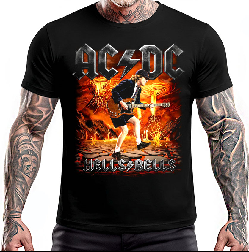 AC/DC - Hells Bells Angus Fire - čierne detské tričko