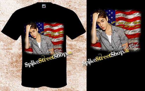 JUSTIN BIEBER - American Portrait - čierne pánske tričko