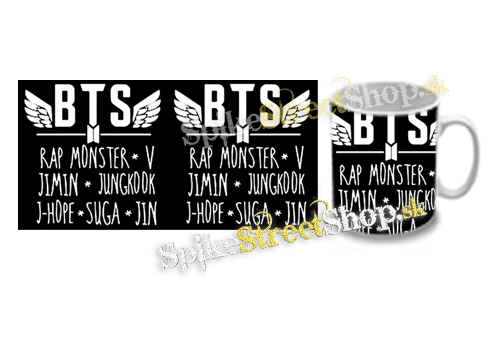 Hrnček BTS - BANGTAN BOYS - Logo And Names