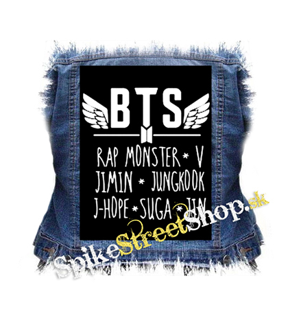 BTS - BANGTAN BOYS - Logo And Names - chrbtová nášivka