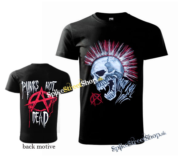 ANARCHY SKULL - PUNKS NOT DEAD - čierne pánske tričko