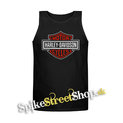 HARLEY DAVIDSON - Red Crest Logo Motive 2 - Mens Vest Tank Top - čierne tielko