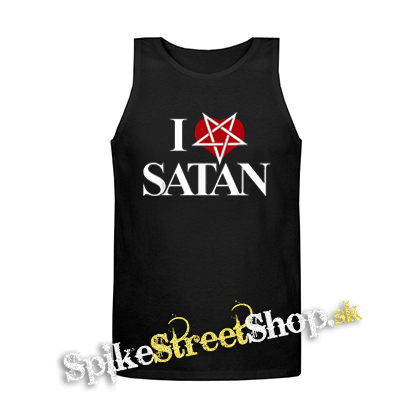 I LOVE SATAN - Pentagram Heart - Mens Vest Tank Top - čierne tielko