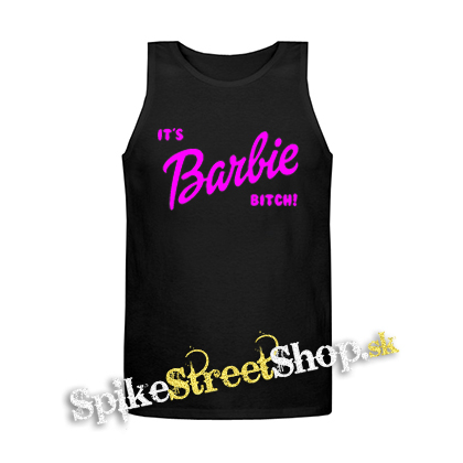 ITS BARBIE BITCH - Logo Ruzove - Mens Vest Tank Top - čierne tielko