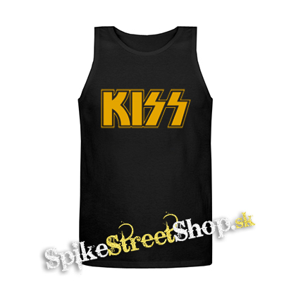 KISS - Yellow Logo - Mens Vest Tank Top - čierne tielko