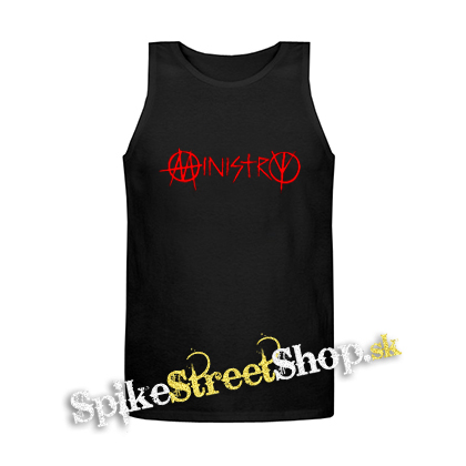 MINISTRY - Red Logo - Mens Vest Tank Top - čierne tielko