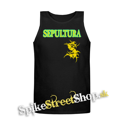 SEPULTURA - Brasil Flag Logo - Mens Vest Tank Top - čierne tielko