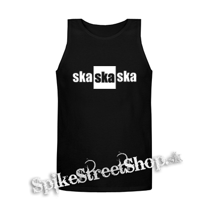 SKA SKA SKA - Nápis Šachovnica - Mens Vest Tank Top - čierne tielko