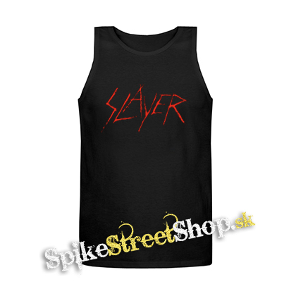 SLAYER - Red Logo Vintage - Mens Vest Tank Top - čierne tielko