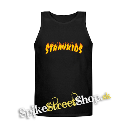 STRAY KIDS - Thrasher Logo Flame - Mens Vest Tank Top - čierne tielko