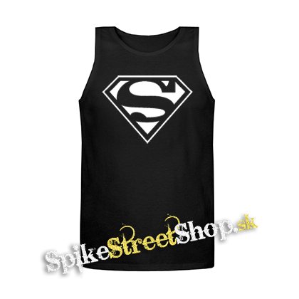 SUPERMAN - Logo - Mens Vest Tank Top - čierne tielko
