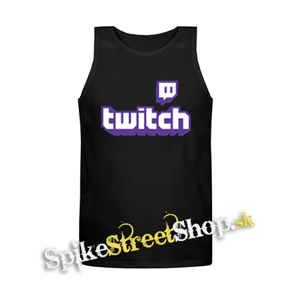 TWITCH - Purple Logo Sign - Mens Vest Tank Top - čierne tielko
