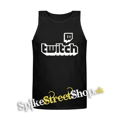 TWITCH - White Logo Sign - Mens Vest Tank Top - čierne tielko
