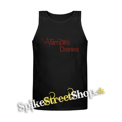 VAMPIRE DIARIES - Red Logo - Mens Vest Tank Top - čierne tielko