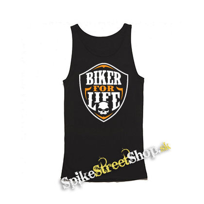 BIKER FOR LIFE - Skull Logo Crest NA ČIERNE - Mens Vest Tank Top - čierne tielko