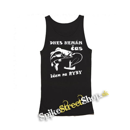 DNES NEMÁM ČAS IDEM NA RYBY - Mens Vest Tank Top - čierne tielko