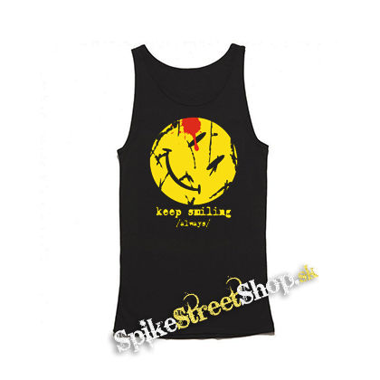 KEEP SMILING ALWAYS - Mens Vest Tank Top - čierne tielko